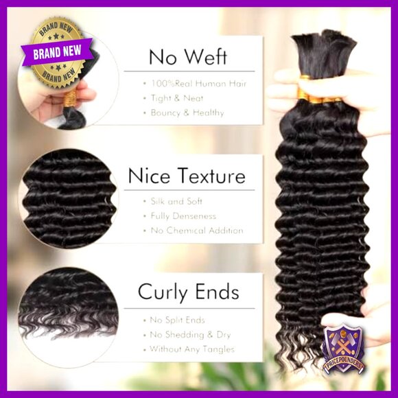 Human Hair Extensions 20 Inch Deep Wave 150g 6 Bundles Boho Braids main image 4